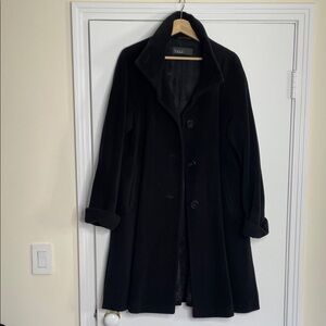 YELL Black Trench Coat wool cashmere angora